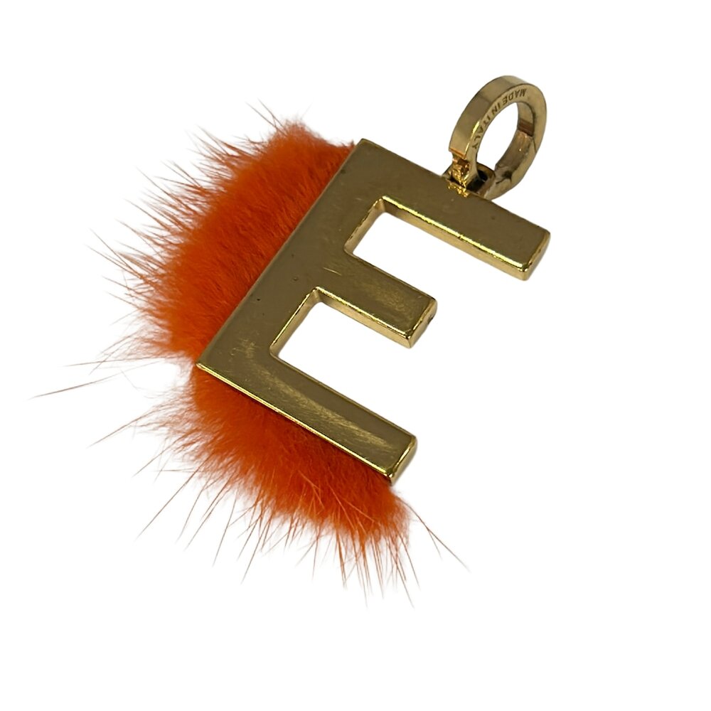 Fendi Pendant Head Gold Orange Hardware Fur